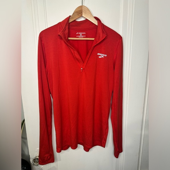 Brooks Equilibrium Technology 1/4 Zip Activewear Running Pullover Men's med Red - Picture 7 of 11